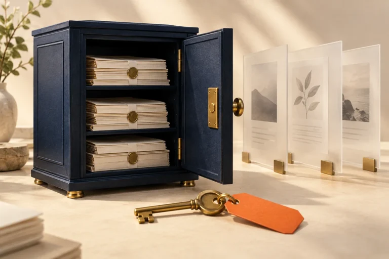 An archive and key represent marketing assets a business owns.