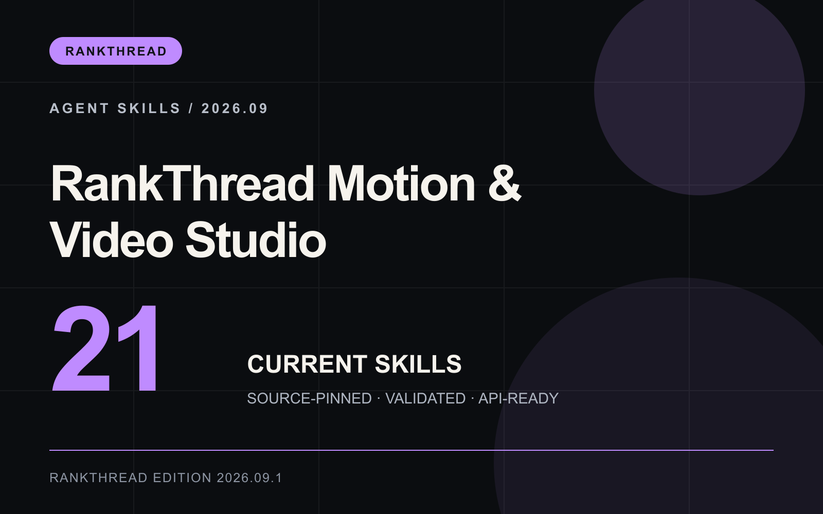 RankThread Motion & Video Studio: 21 Agent Skills cover