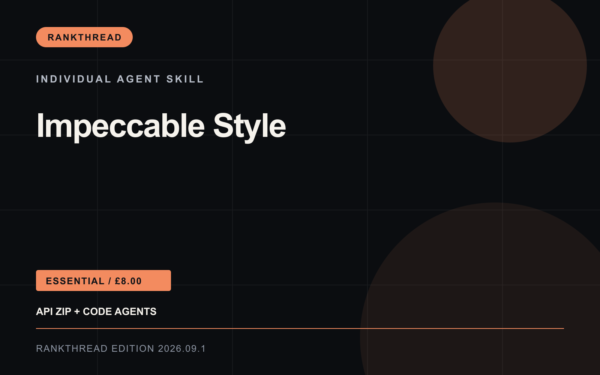 Impeccable Style Agent Skill: RankThread Edition cover