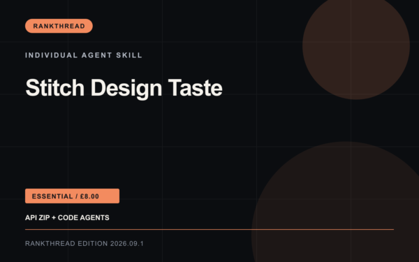 Stitch Design Taste Agent Skill — RankThread Edition cover Stitch Design Taste Agent Skill: RankThread Edition cover